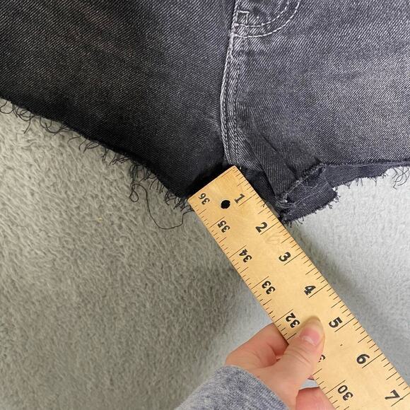 BDG womens black high rise black denim shorts raw hem casual summer timeless 28 - Picture 7 of 7